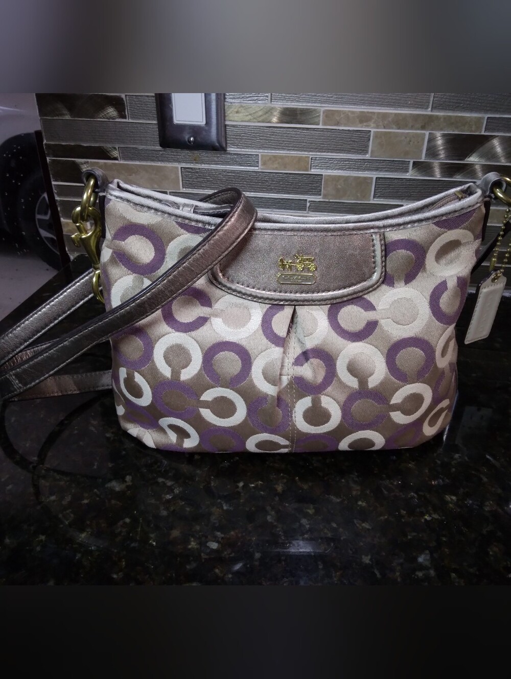 Coach Purple Gold And Silver Fabric Bag 🤎💛💜